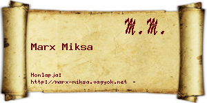 Marx Miksa névjegykártya